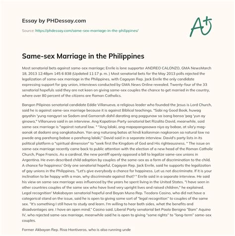 Same Sex Marriage In The Philippines PHDessay Com