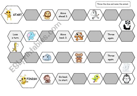 Bee Board Game Wild Animals Esl Worksheet By Toffsy