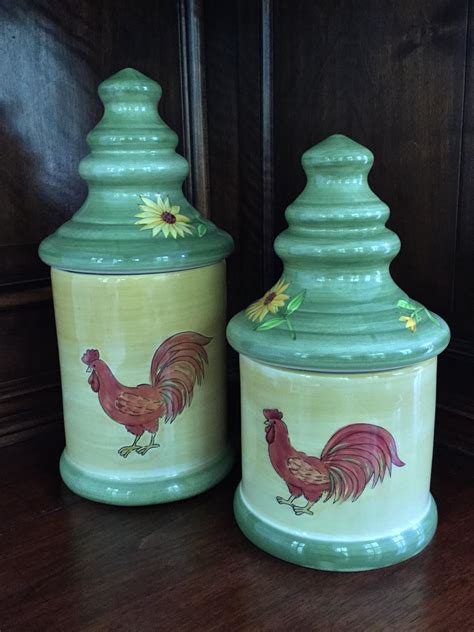 Gates Ware By Laurie Gates Rooster Canisters Set Of 2 Rooster