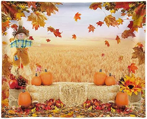 Funnytree 7x5ft Soft Fabric Fall Backdrop Autumn Pumpkin