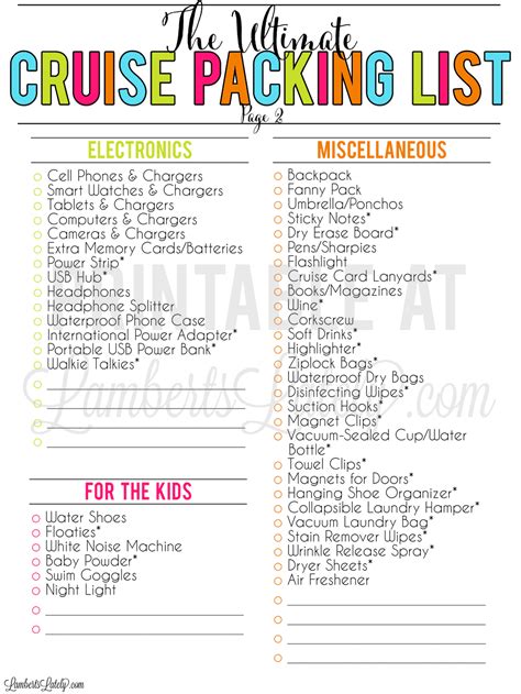 The Ultimate Cruise Packing List Lamberts Lately Packing List For A