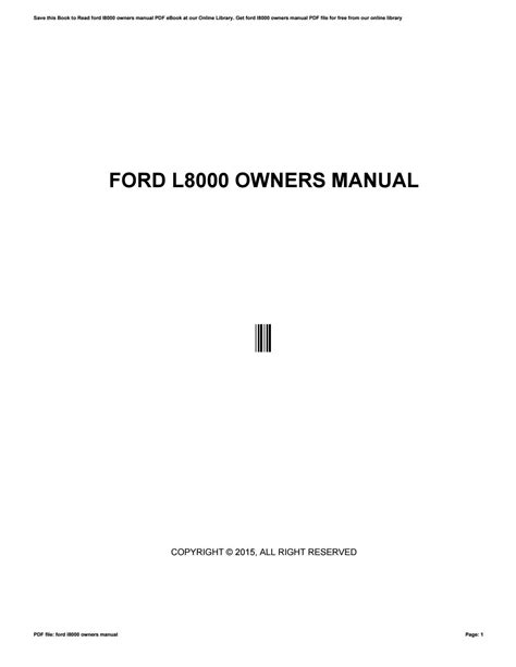 Ford L8000 Owners Manual By Freealtgen77 Issuu