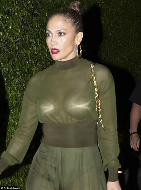 Jennifer Lopez Flashes Her Bra With Sheer Green Dress Daily Mail Online