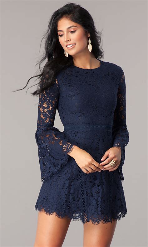Get the best deals on long sleeve navy blue dress and save up to 70% off at poshmark now! Navy Blue Lace Long-Sleeve Party Dress - PromGirl