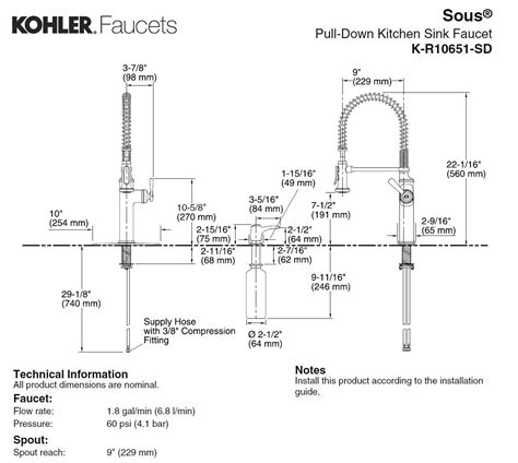 Kohler K R10651 Sous Pro Style Single Handle Pull Down Sprayer Kitchen
