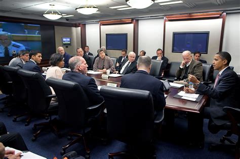 President Barack Obama Meets In The Situation Room Of The White House