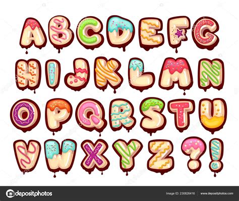 Check spelling or type a new query. Sweet Alphabet Cartoon Kids Letters Donut Font — Stock ...