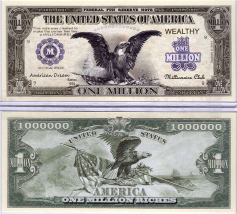 Black Eagle American Dream Million Dollar Novelty Money Ebay Dollar