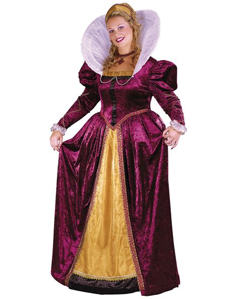 Cl148fw Plus Queen Elizabeth Medieval Lady Fancy Dress Tudor Regal