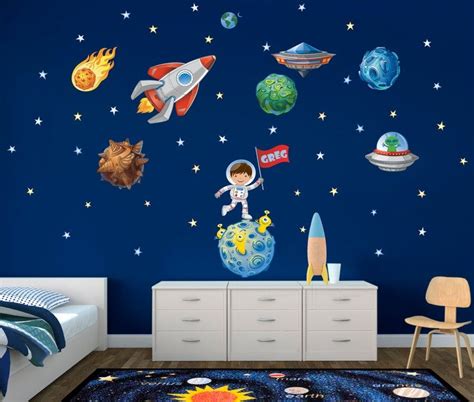 The best small kids' room solutions do not feel overly demanding on either the aesthetics or on your pocket. Space ship, Rocket Ship, Personalized Name, Repositionable ...