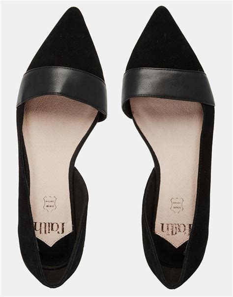 Faith Ace Black Pointed Flat Shoes In Black Lyst