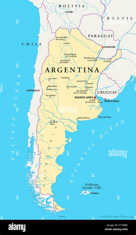 Argentina Political Map With Capital Buenos Aires National Borders