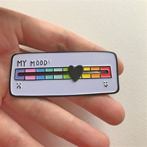 My Mood Rainbow Mood Scale Pin With Moveable Heart Slide Etsy