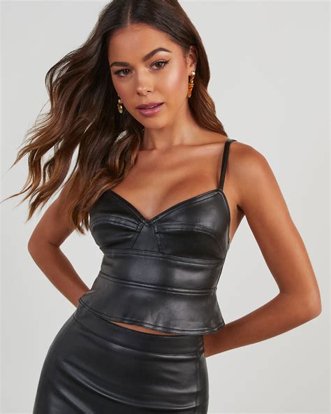 All Yours Faux Leather Crop Top Vici