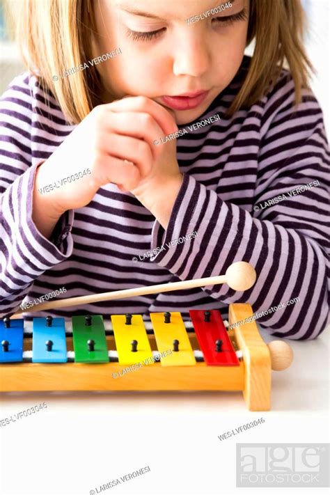 Little Girl With Xylophones Stock Photo Picture And Royalty Free