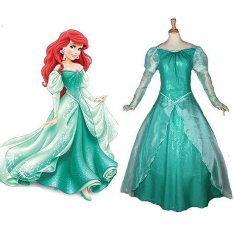 Disney Mermaid Ariel Princess Cosplay Costume Dress For Adults