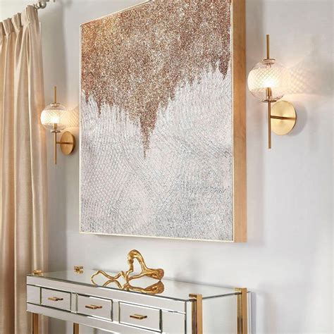 Large Shine Painting Gold Glitter Wall Art Living Room Extra Etsy