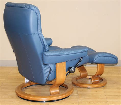 Stressless Mayfair Paloma Oxford Blue Leather Recliner Chair And
