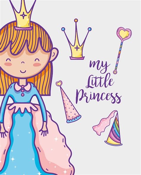 Premium Vector Little Princess Cute Hand Drawing Cartoon