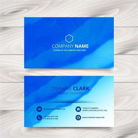 Blue Business Card Template Design Made With Watercolor Download Free