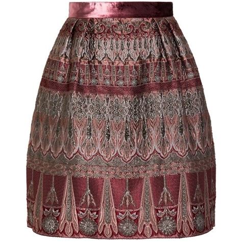 Alberta Ferretti Jacquard Skirt Metallic Pleated Skirt Jacquard