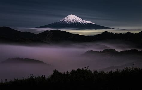 Wallpaper The Sky Night Fog Mountain Japan Mount Fuji Fuji Images