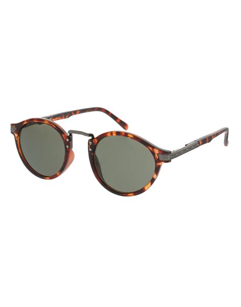 Lyst Asos Vintage Round Lens Sunglasses In Brown For Men