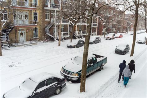 First Snow Storm Of The Season Hits Montreal Canada Editorial