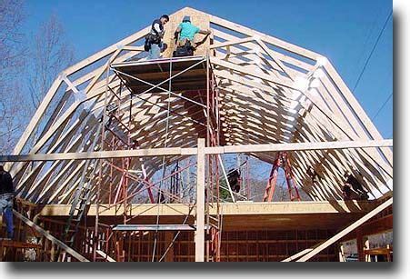 Attach 3/4″ tongue and groove plywood to the roof trusses, following. Gambrel Roof angles | Gambrel roof trusses, Gambrel, Roof ...