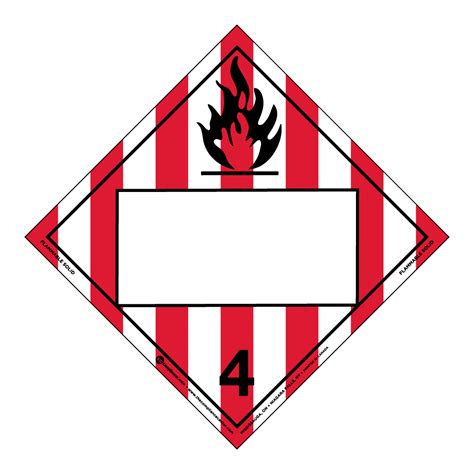 Hazard Class Flammable Solid Permanent Self Stick Vinyl Blank