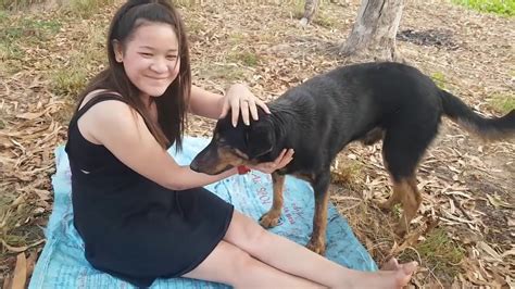 Wow Beautiful Girl Give Khmer Cake And Play With Smart Dog How To Play