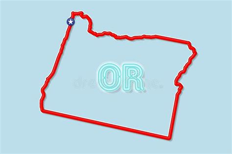 Oregon Us State Map Red Outline Border Vector Illustration Two Letter