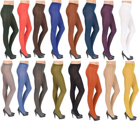 Thick Opaque 60 Denier Tights Various Colours Sizes S Xl Ebay