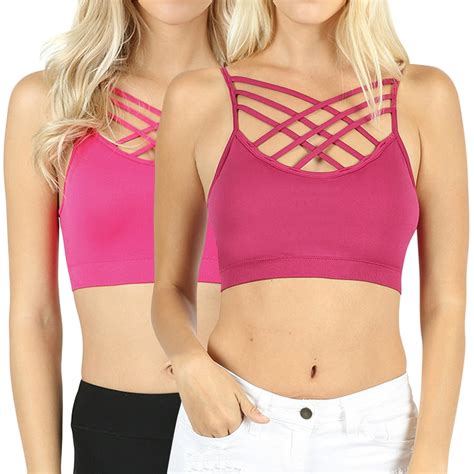 Thelovely Womens Comfort Seamless Crisscross Front Strappy Bralette Sports Bra Top With