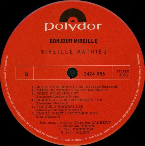 Bonjour Mireille Mireille Mathieu