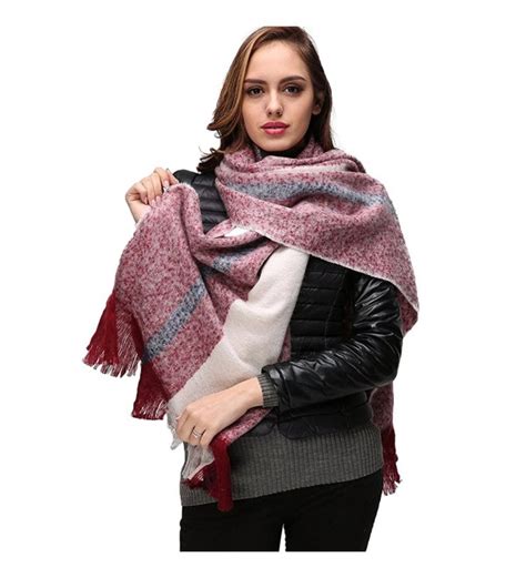 Large Winter Scarf Women Scarves Cozy Soft Cashmere Plaid Blanket Wrap Shawl For Women Girls B