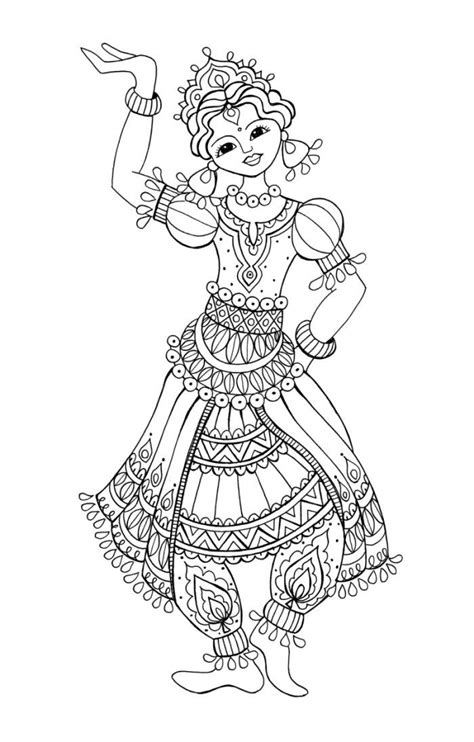 Indian Dancing Girl Colouring Page Colouring For Adults Pinterest