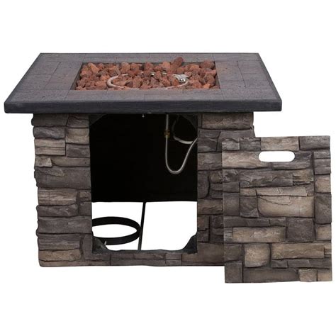 The package comes with a fire pit lid. Sevilla Square Outdoor Propane Gas Fire Pit Table | SHINE CO