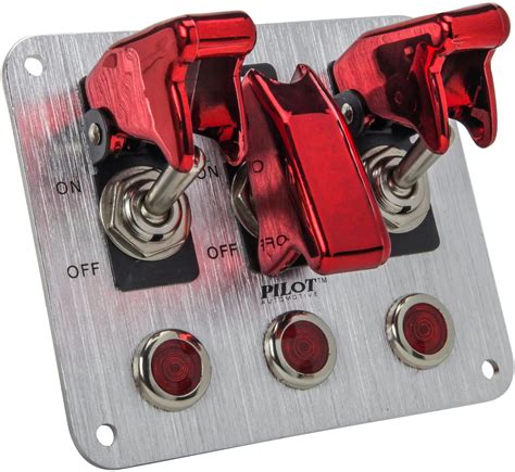 Pilot Automotive Pl Sw53r Performance 3 Row Red Anodized Safety Cover