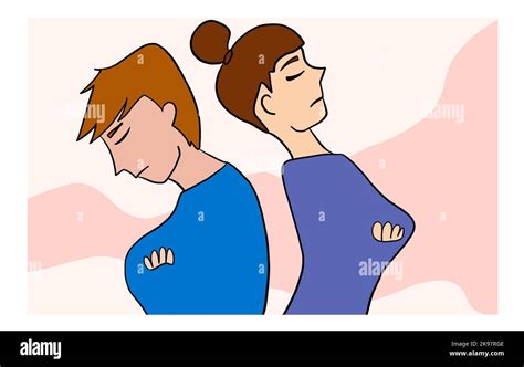 Vector Illustration Of Psychological Situation Couple Of Man And Woman Offended Stock Vector