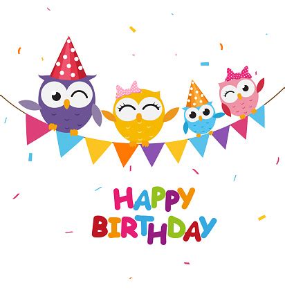 On this special day make a great wish. Happy Birthday Celebration With Cute Owl Stock ...