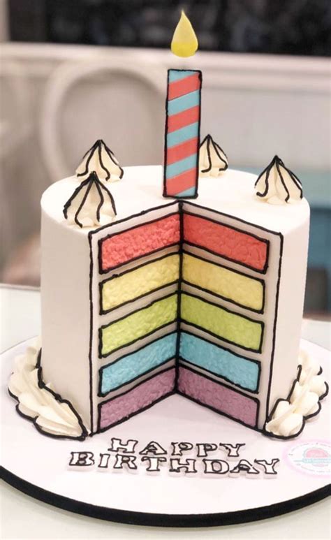 30 Cute Comic Cakes For Cartoon Lovers White Cake With Layered Of Rainbow