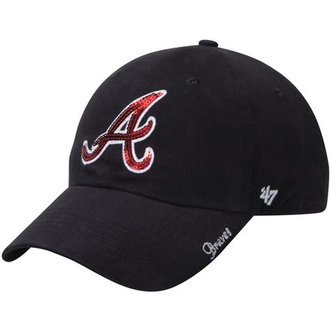 Shop for atlanta braves baseball hats at the official online store of major league baseball. Women's Atlanta Braves '47 Navy Sparkle Clean Up Adjustable Hat