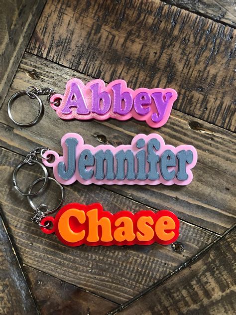 Personalized Name Keychains Two Color 3d Printed Keychains Etsy