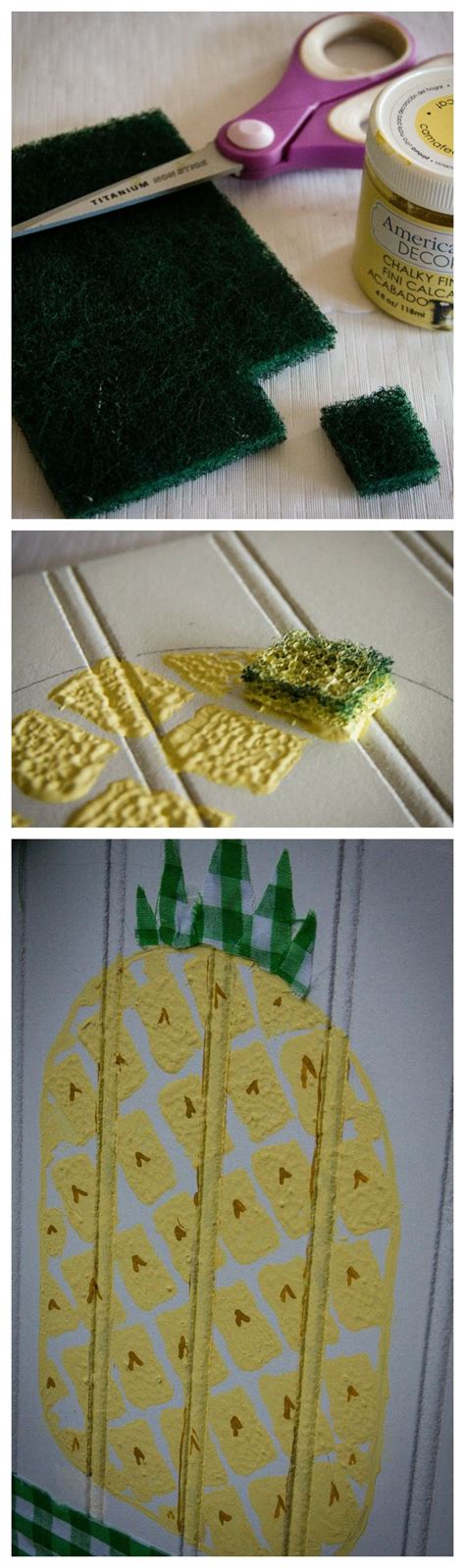 Creating Stamps With A Sponge Pineapple Art Pineapple Art Diy