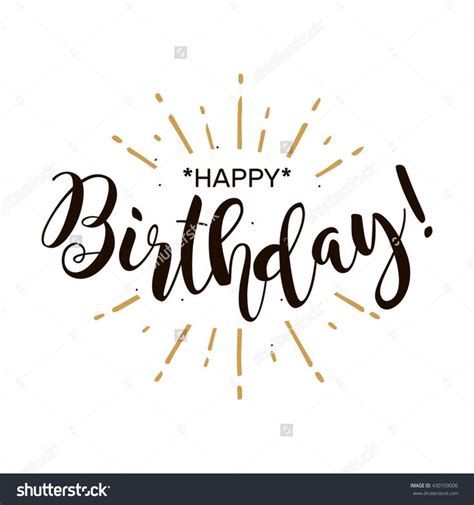 Happy birthday text lettering calligraphy black white. Happy Birthday. Beautiful Greeting Card Poster With ...