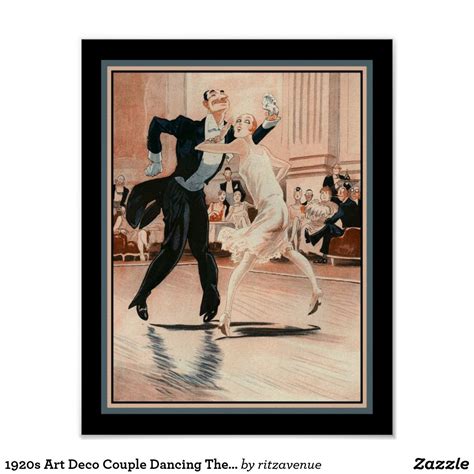 1920s Art Deco Couple Dancing The Charleston Poster Zazzle Postcard Art Art Deco Prints Art