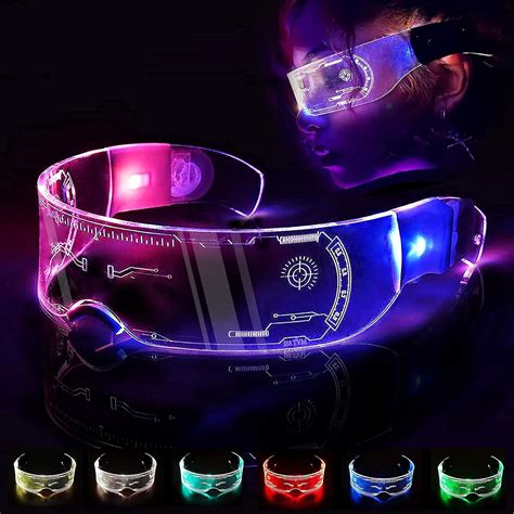 unique 7 color cyberpunk led visor glasses luminous glasses festival cool stuff neon funny