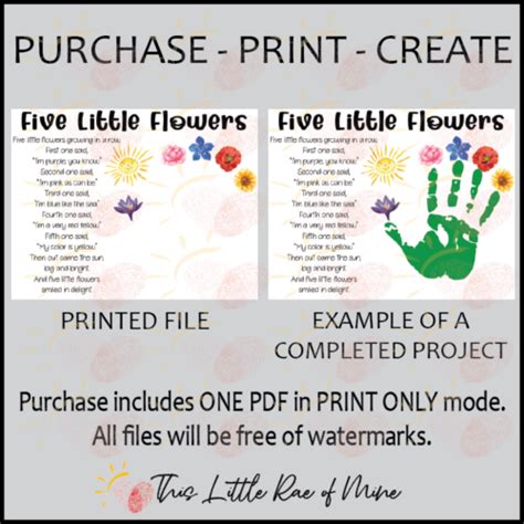 Five Little Flowers Spring Poem Handprint Art Keepsake