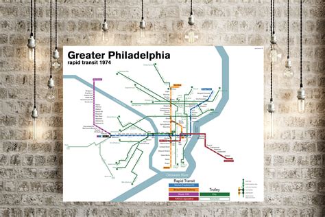 Philadelphia Septa Rapid Transit System Map Print 1974 Etsy